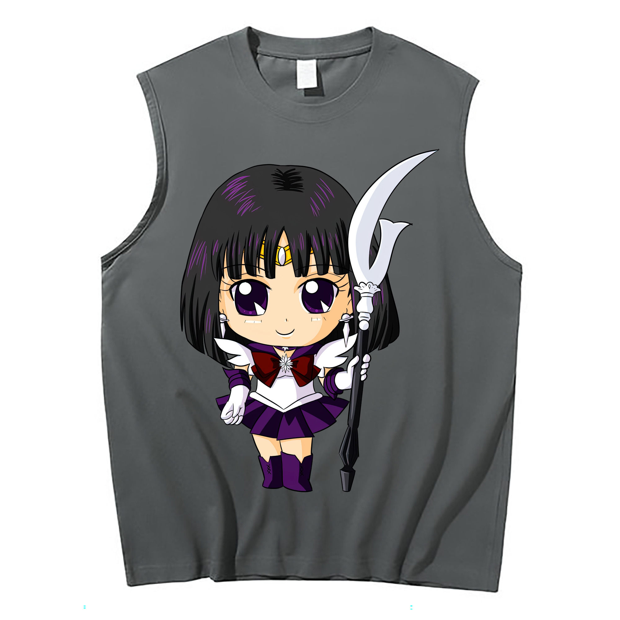 （画像用） 美少女戦士セーラームーン 土萠ほたる Sailor Moon Tomoe Hotaru （セーラーサターン；Sailor Saturn） コットン100％タンクトップ（フロントプリント）